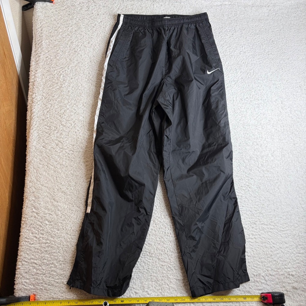Nike Vintage Mens Large Black White Track Pants Windbreaker baggy lose L
